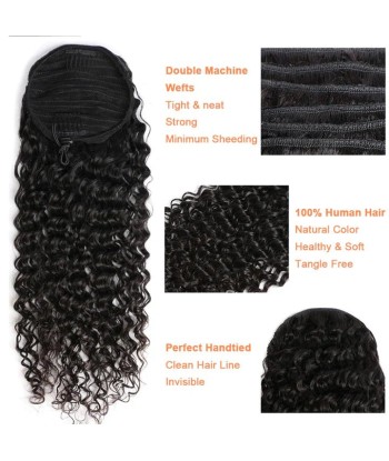 Schwarzer Pferdeschwanz -Pferdeschwanz mit Remy Hair Deep Wave Cord Venez découvrir notre 