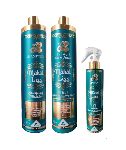 Lissage indien à l'huile de serpent - MAHAL LISS Pack 3 produits (1L+1L et 300ml) Fin de série