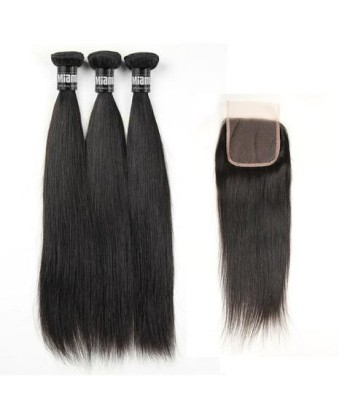 3 Paquets de Tissage  + Closure Straight de pas cher