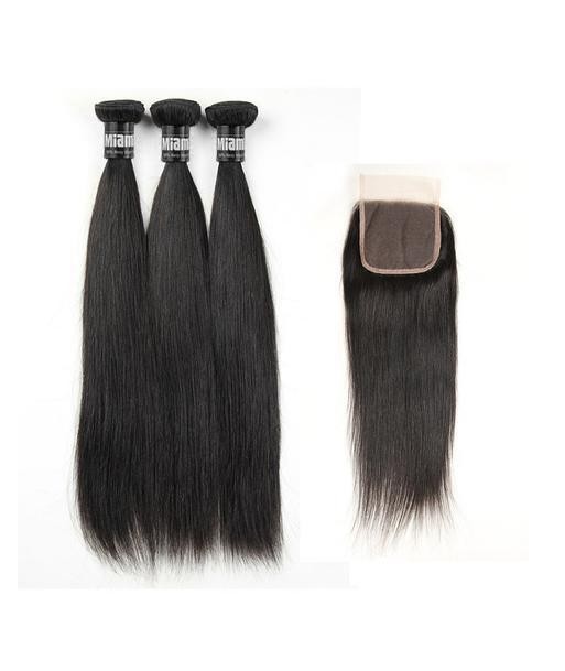 3 Paquets de Tissage  + Closure Straight de pas cher