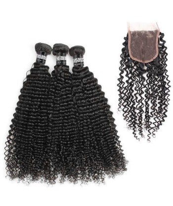 3 Paquets de Tissage  + Closure Kinky Curly la livraison gratuite