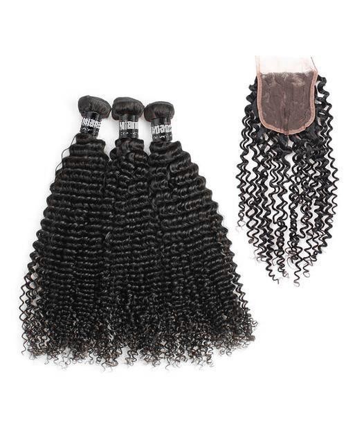 3 Paquets de Tissage  + Closure Kinky Curly la livraison gratuite