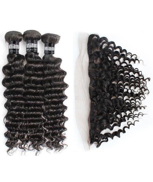 3 Paquets de Tissage + Lace Frontal Deep Wave 13x4 2023