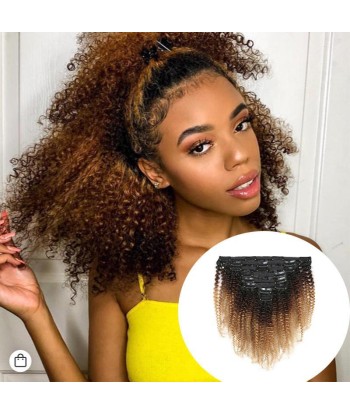 Kit Extensions à Clips Kinky Curly Tie and Dye Brun / Chatain la livraison gratuite