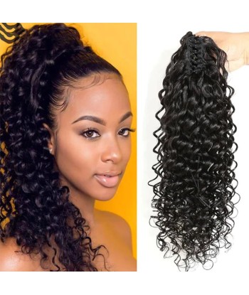 Queue de cheval Ponytail  Noir à Pince Naturel Remy Hair Deep Wave pas cheres