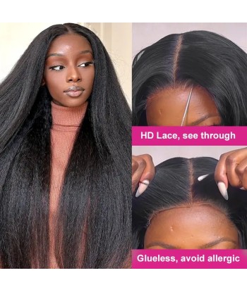 Vente Privée : Prédécoupé Front lace 13x4" Afro Yaki Texture Brun Foncé « prêt-à-porter » l'achat 