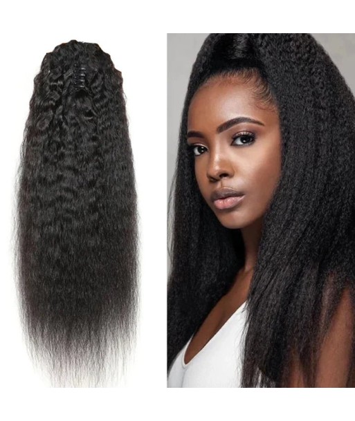 Queue de cheval Ponytail  Noir à Pince Naturel Remy Hair Kinky Straight l'évolution des habitudes 