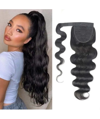 Queue de cheval Ponytail  Noir Ruban Magique Remy Hair Body Wave du meilleur 