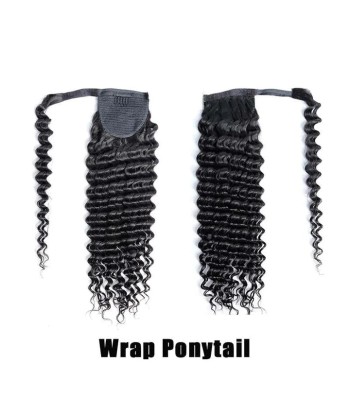 Queue de cheval Ponytail  Noir Ruban Magique Remy Hair Deep Wave en ligne