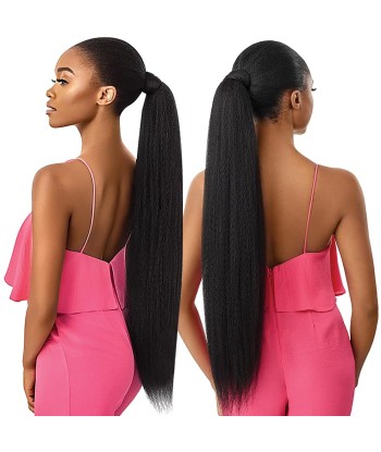 Queue de cheval Ponytail  Noir Ruban Magique Remy Hair Yaki Straight en linge