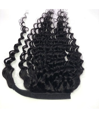 Queue de cheval Ponytail  Noir Ruban Magique Remy Hair Deep Wave en ligne