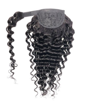 Queue de cheval Ponytail  Noir Ruban Magique Remy Hair Deep Wave en ligne