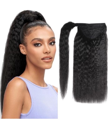 Queue de cheval Ponytail  Noir Ruban Magique Remy Hair Kinky Straight shop