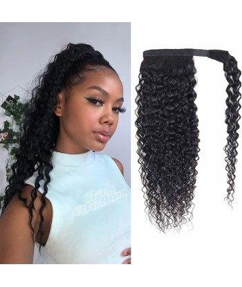 Queue de cheval Ponytail  Noir Ruban Magique Remy Hair  Afro Curly Amélioration de cerveau avec