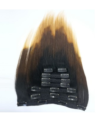 Kit Extensions à Clips Straight Ombre Brun Chocolat Blond 120 gr sur le site 