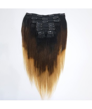 Kit Extensions à Clips Straight Ombre Brun Chocolat Blond 120 gr sur le site 