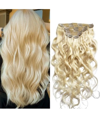 Kit Extensions à Clips Body Wave Blond Platine 120 gr Véritable concentré