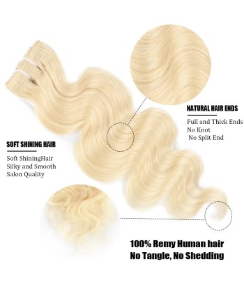 Kit Extensions à Clips Body Wave Blond Platine 120 gr Véritable concentré