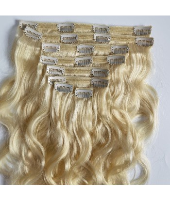 Kit Extensions à Clips Body Wave Blond Platine 120 gr Véritable concentré