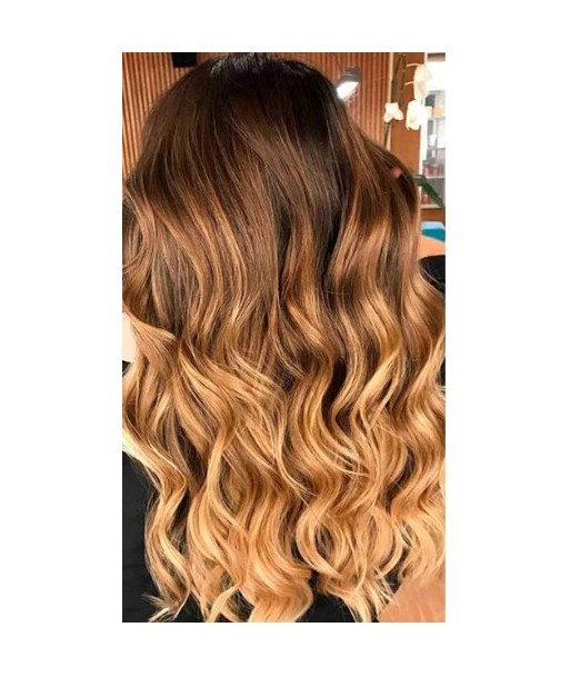 Extension à Clips Straight Ombre Brun Chocolat Blond Mono Bande Maxi Volume de la marque