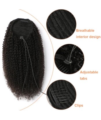 Schwarzer Pferdeschwanz Pferdeschwanz zum Remy Hair Afro Curly Kabel Economisez 