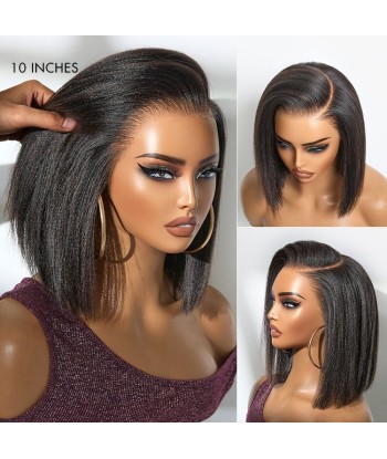 Perruque Miami Hair Flex | Bob Court Naturel Yaki / Lisse Sans Colle, Frontal HD Lace 13x5, Oreille à Oreille soldes