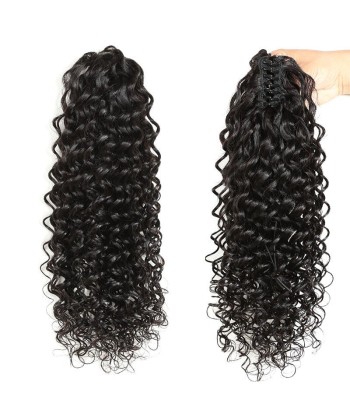 Cola de caballo de cola negra con alicates naturales Remy Hair Deep Wave le des métaux précieux