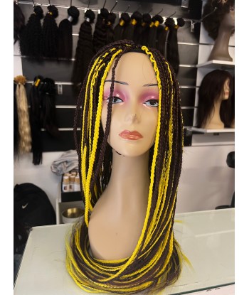 Perruque longue tressée Braids 32" mélange jaune et aubergine - Joana l'achat 