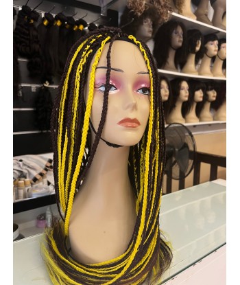 Perruque longue tressée Braids 32" mélange jaune et aubergine - Joana l'achat 