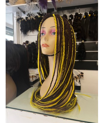 Perruque longue tressée Braids 32" mélange jaune et aubergine - Joana l'achat 