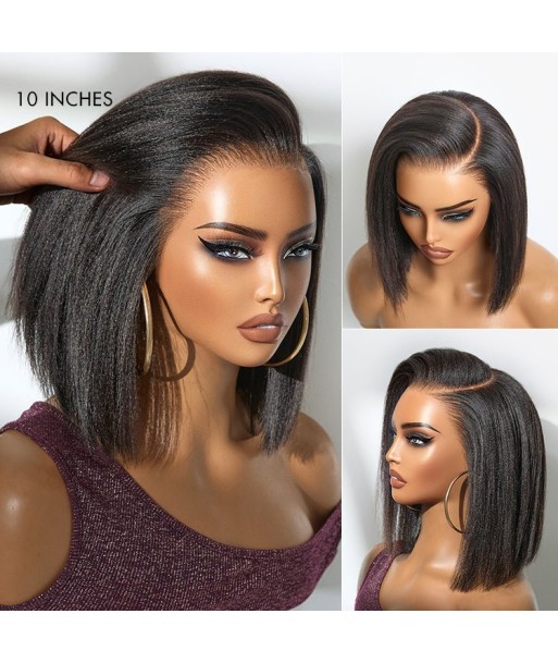 Perruque Miami Hair Flex | Bob Court Naturel Yaki / Lisse Sans Colle, Frontal HD Lace 13x5, Oreille à Oreille des créatures d'habitude