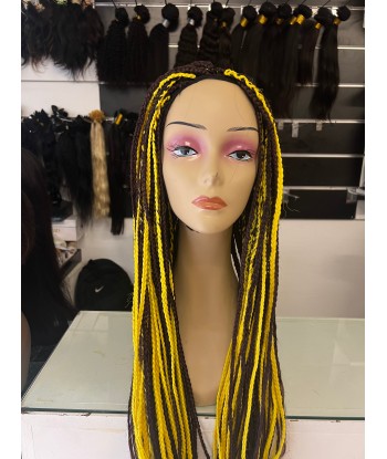 Perruque longue tressée Braids 32" mélange jaune et aubergine - Joana l'achat 