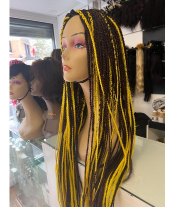 Perruque longue tressée Braids 32" mélange jaune et aubergine - Joana l'achat 