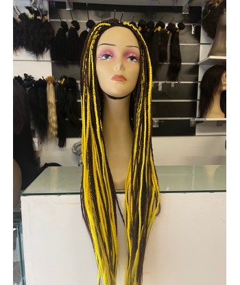 Perruque longue tressée Braids 32" mélange jaune et aubergine - Joana l'achat 