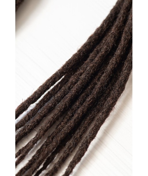 Dreadlocks châtain foncé cheveux Européens largeur 0,8 cm  x 10 dreads par paquet de pas cher