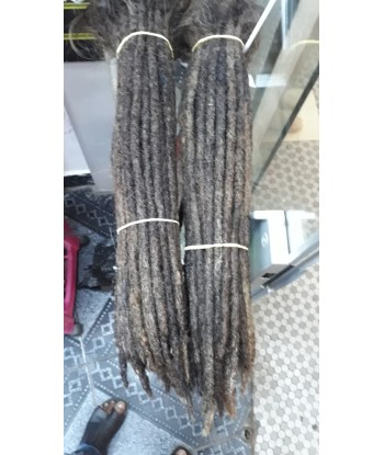 Dreadlocks châtain foncé cheveux Européens largeur 0,8 cm  x 10 dreads par paquet de pas cher