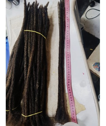 Dreadlocks châtain foncé cheveux Européens largeur 0,6 cm x 10 dreads par paquet brillant des détails fins