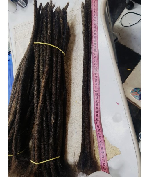 Dreadlocks châtain foncé cheveux Européens largeur 0,6 cm x 10 dreads par paquet brillant des détails fins