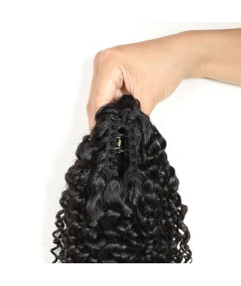 Zwarte paardenstaart paardenstaart met natuurlijke tang Remy Hair Kinky Curly Les êtres humains sont 