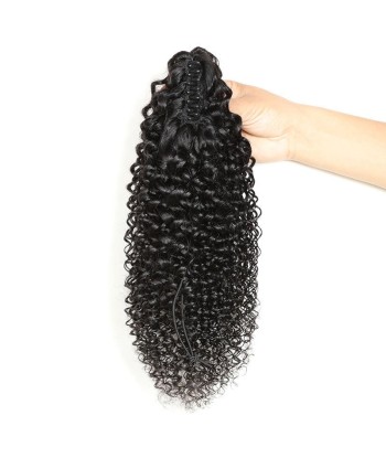 Zwarte paardenstaart paardenstaart met natuurlijke tang Remy Hair Kinky Curly Les êtres humains sont 