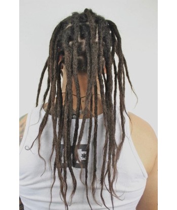 Dreadlocks châtain foncé cheveux Européens largeur 0,6 cm x 10 dreads par paquet brillant des détails fins