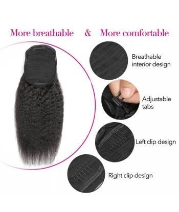 Zwarte paardenstaart paardenstaart met Remy Hair Kinky recht snoer JUSQU'A -70%! 