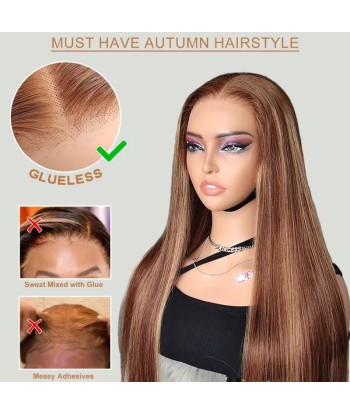 Yaki Straight Chanta Méché Blonde Wig zonder lijm met vooraf gekoppelde kant online