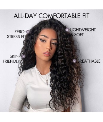 Confort Aéré Perruque Curly Water Wave Sans Colle avec Tulle Pré-découpé 5x5 – Soin du Cuir Chevelu ouvre sa boutique