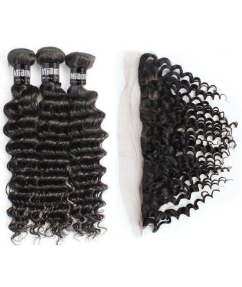 3 Paquets de Tissage + Lace Frontal Deep Wave 13x4 pas cheres