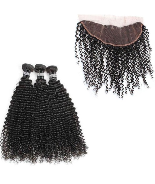 3 Paquets de Tissage + Lace Frontal Kinky Curly 13x4 des créatures d'habitude