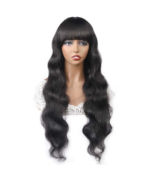 Perruque Naturelle à Frange Body Wave Brun Foncé sur le site 