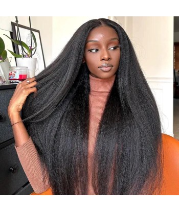 Vente Privée : Prédécoupé Front lace 13x4" Afro Yaki Texture Brun Foncé « prêt-à-porter » en ligne des produits 