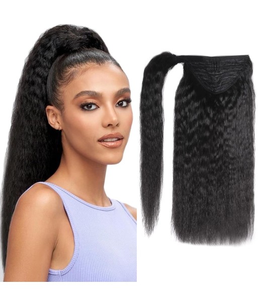 Queue de cheval Ponytail  Noir Ruban Magique Remy Hair Kinky Straight shop