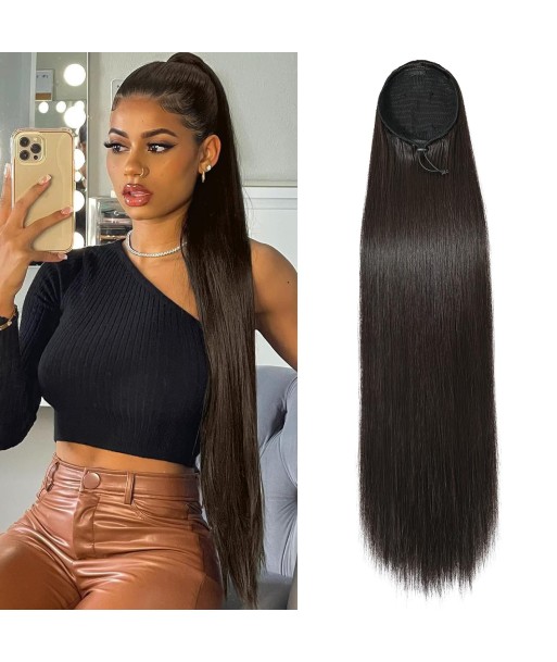 Queue de cheval Ponytail  Noir A Cordon Remy Hair Straight de la marque